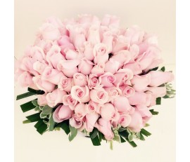 F87 99 PCS LIGHT PINK ROSES BOUQUET WRAPPED IN PINK 